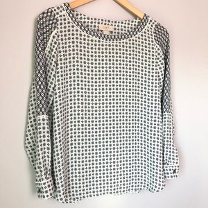 Loft Outlet Mint Multi-Patterned Blouse